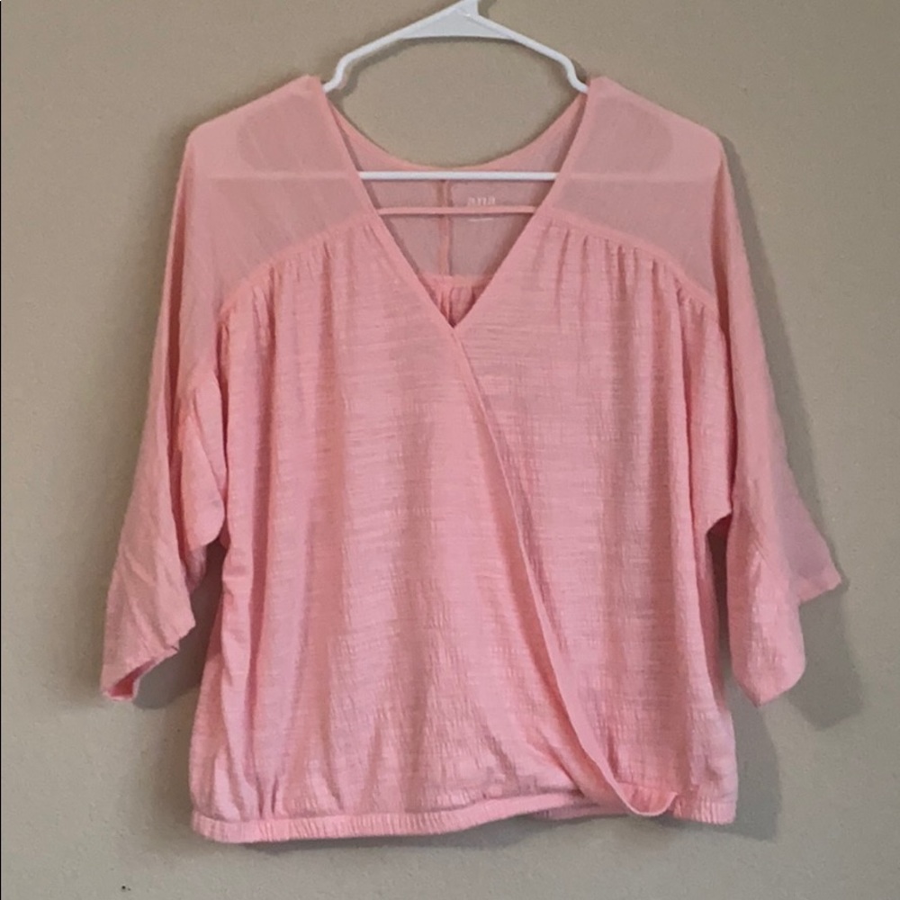 a.n.a Blush Colored Blouse 3/4 Sleeves. Small